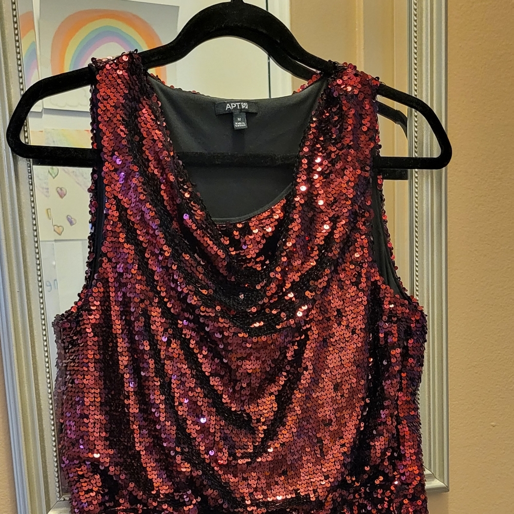 Apt 9 Maroon and Black Sequins Dress Size M Excellent Used Condition